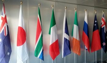Indoor flag, pole and base hire ea. per week