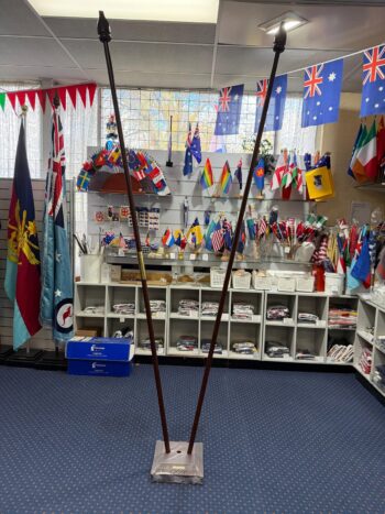Tasmanian Oak two piece flagpole with brass connector